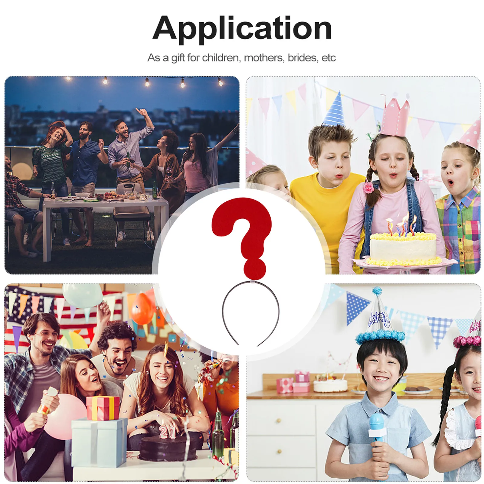 

2pcs Question Mark Band Lightweight Headband For Party Festival Photo Props Hair Accessories Adult Decorative Headdress