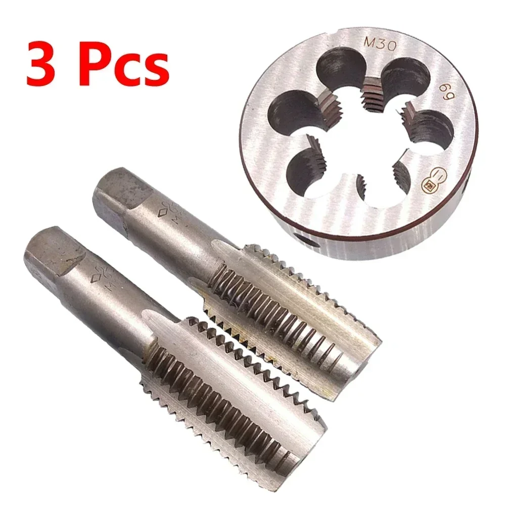 HSS M24 X 1.5mm Taper & Plug Tap & M24 X 1.5mm Die Metric Thread Right Hand High Speed Steel Tools Accessories Household DIY