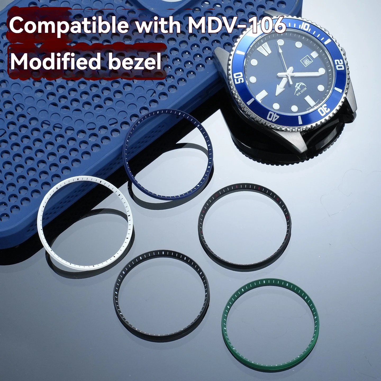 For Casio MDV-106 Swordfish Submariner: Rubber Bezel with Markings, Bezel Rim Repair and Replacement Watch Parts
