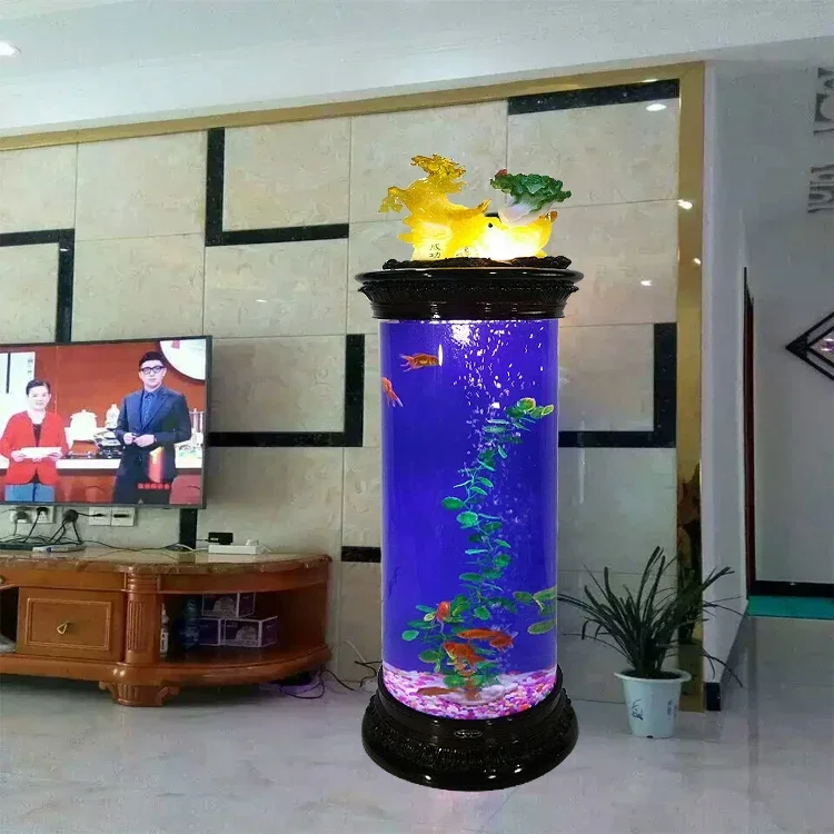 l fish tank large and medium-sized aquarium ecological desktop glass creative fish tank living room free of water change