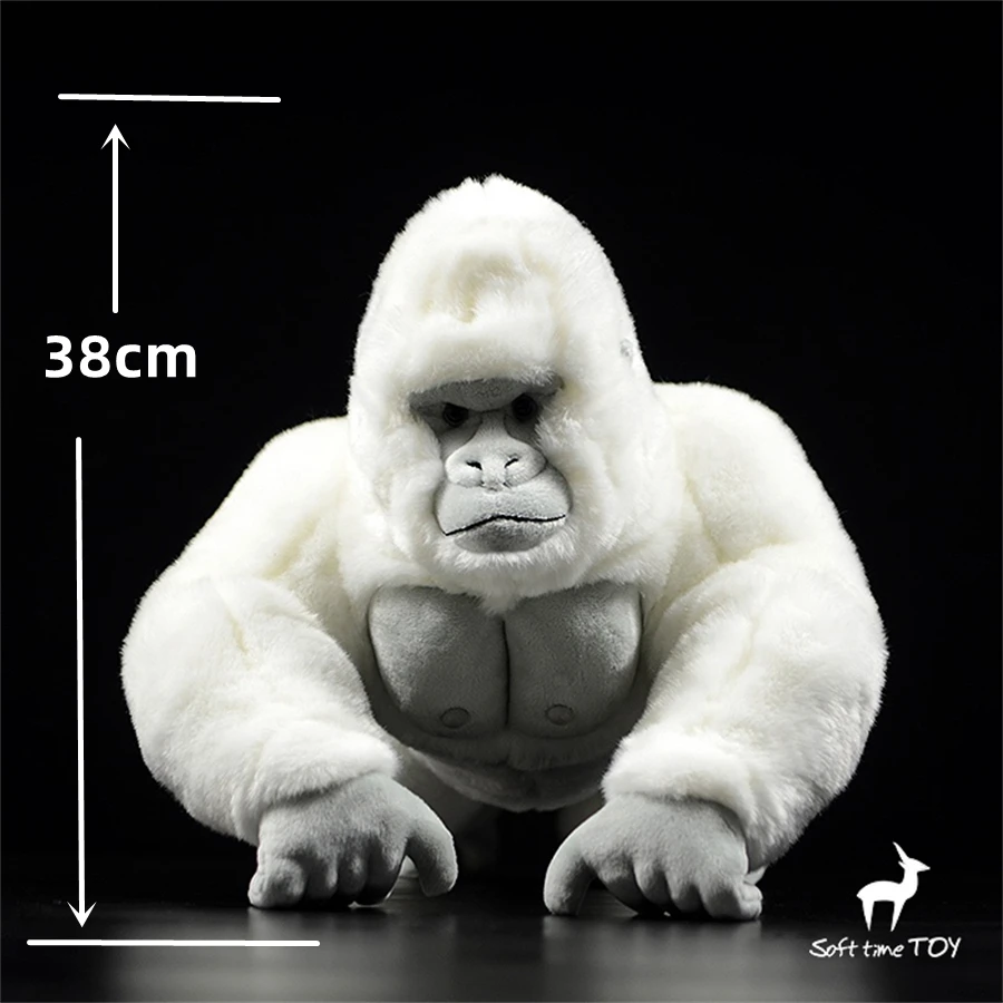Albino Gorilla Plush Animal Realistic White Ape Plushie Lifelike Silverback Stuffed Toy Simulation Doll Lovers