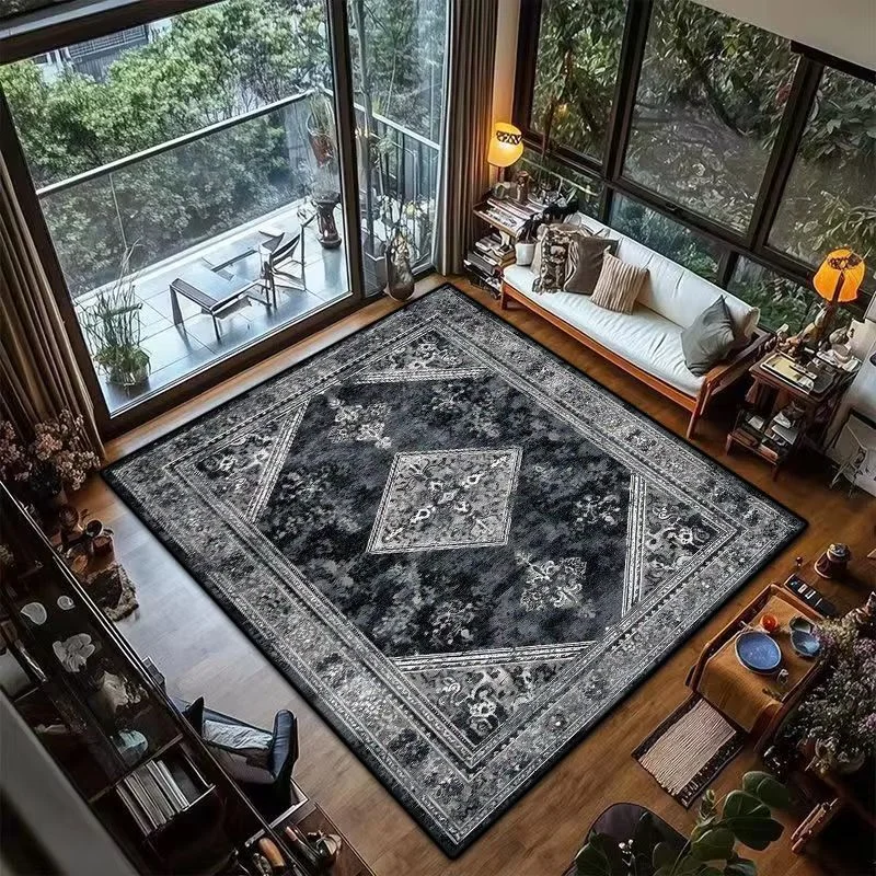 VIKAMA Retro Persian Living Room Carpet Non Slip Resistant Sofa Floor Mat Dining Room Bedroom Carpet Home Decoration