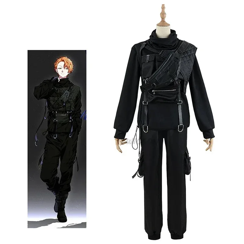 

GAME Project Sekai VBS Cosplay Shinonome Akito Cosplay Costume Suit All Black Suit black wigs Headwear for Cosplay Anime