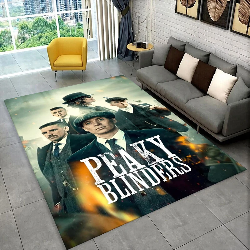 Classic P-Peaky Blinders Tommy Shelby Non-Slip Area Rug for Living Room Bedroom Playroom,Carpet Floor Mat for Home Decor Holiday