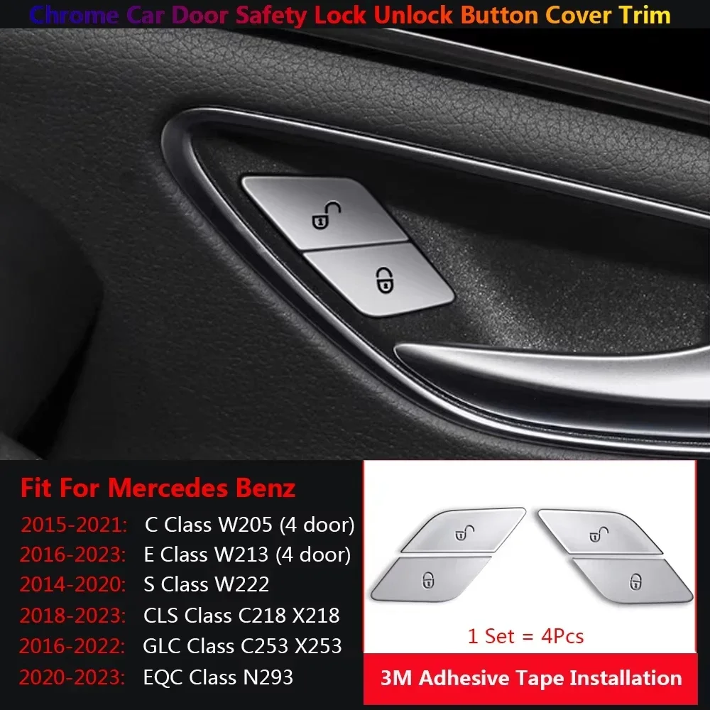 ABS Car Door Lock Unlock Buttons Cover Stickers Fit For Mercedes Benz C E Class GLC W205 W213 X253 Vito W447 Auto Accessories