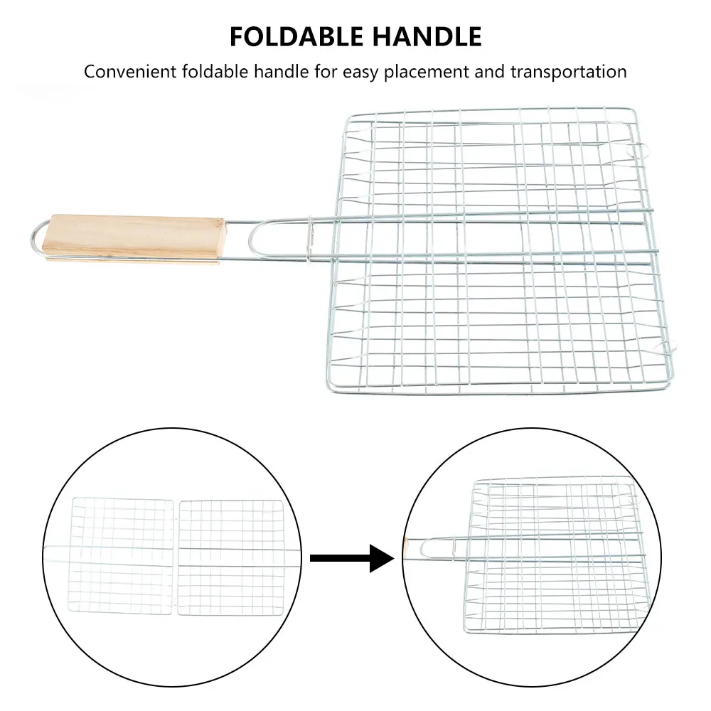 الشواء صافي الفولاذ المقاوم للصدأ الشواء شواء سلة الأسماك الروبيان الخضار ستيك اللحوم الروبيان للطي الشوي صافي شواء الرف أداة
