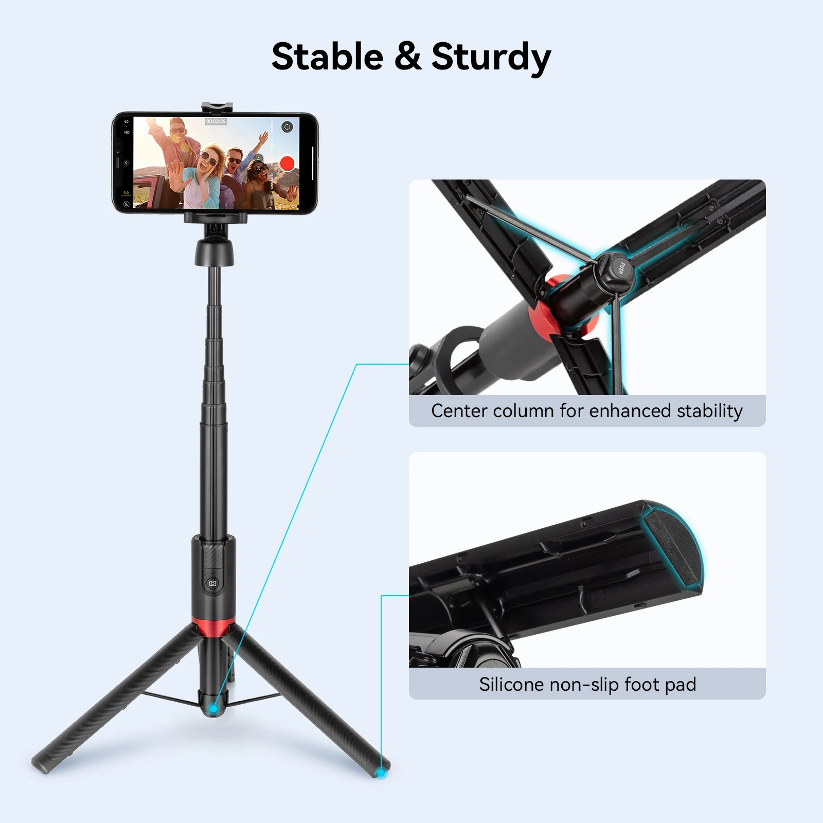 SmallRig Tripod Bluetooth Nirkabel Tripod Remote Control Dapat Dilipat Ringan untuk Selfie Live Streaming TIK Tok untuk Semua Ponsel