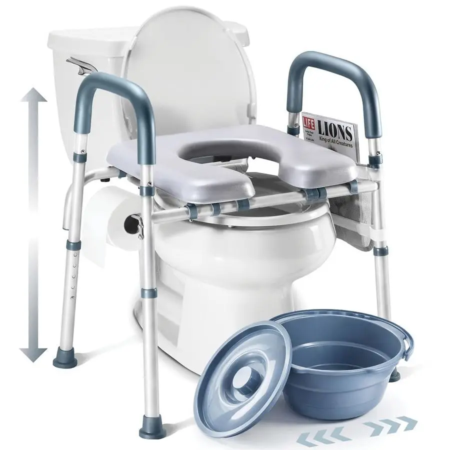 

Seat Risers for Seniors Bedside Commode for Elderly Width and Height Adjustable Raised Toilet Seat with Handles for Elderly Hand
