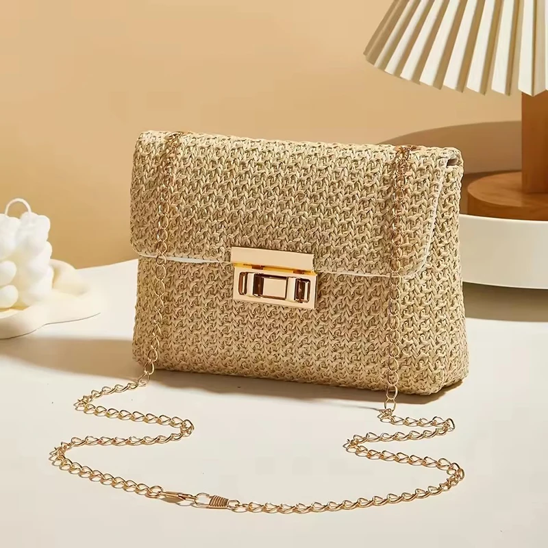 Neue Mode Stroh Schulter Tasche Frauen Handgemachte Umhängetasche Hohe Kapazität Strand Tasche Gewebte Kupplung Handtasche – Detail 5