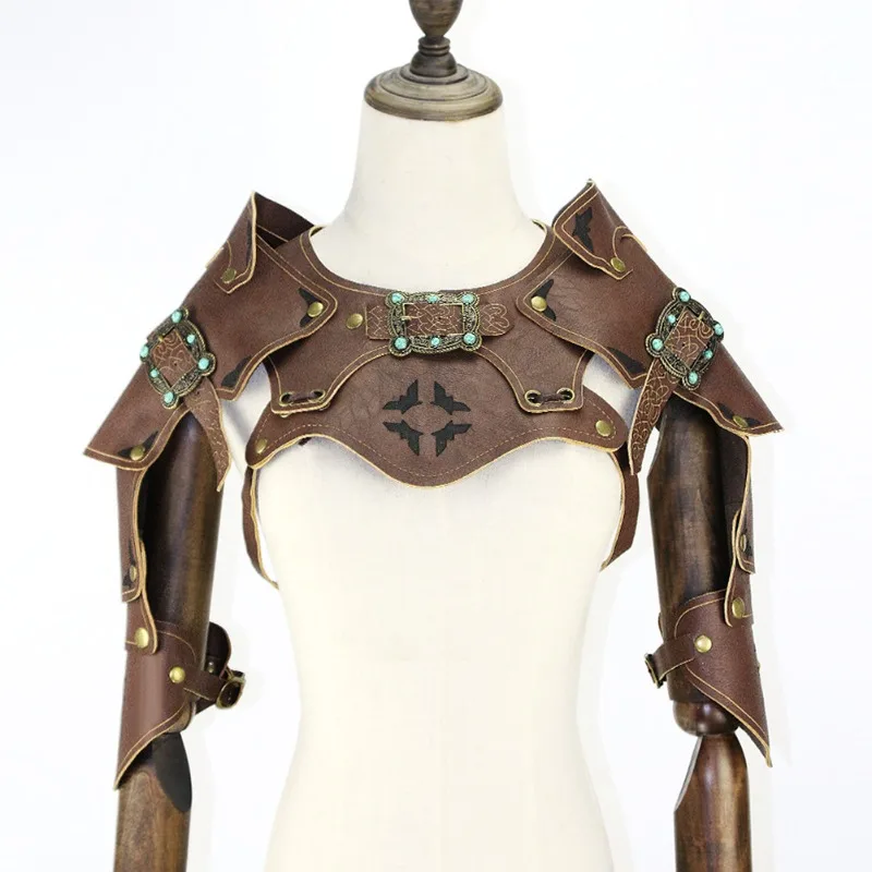 Steampunk Shoulder Armor Armour Woman Man Retro Mechanical Gear Medieval Leather Shawl Costume Cosplay Anime Accessory Prop