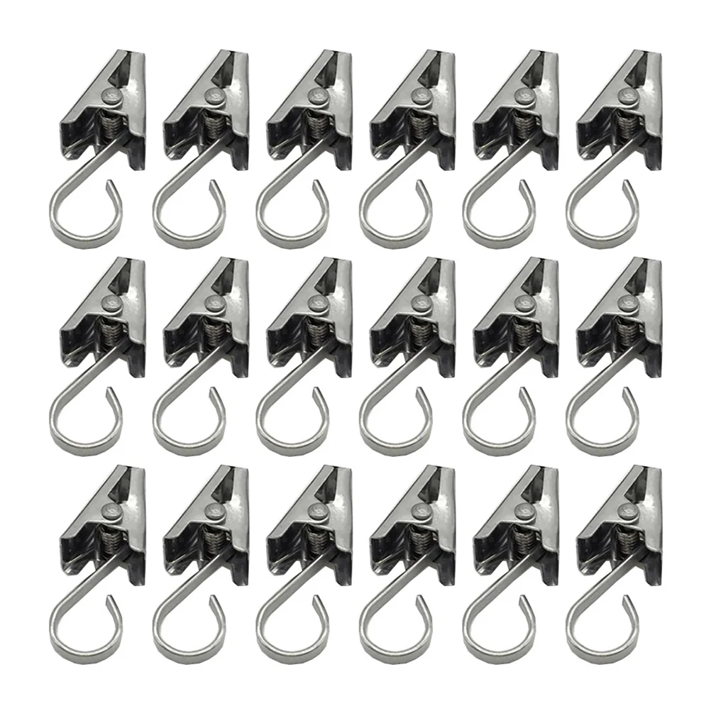 

100Pcs Heavy Duty Curtain Hook Clips Stainless Steel Strong Grip Non-Slip for Single Double Rods Curtains Shower Liners Decor