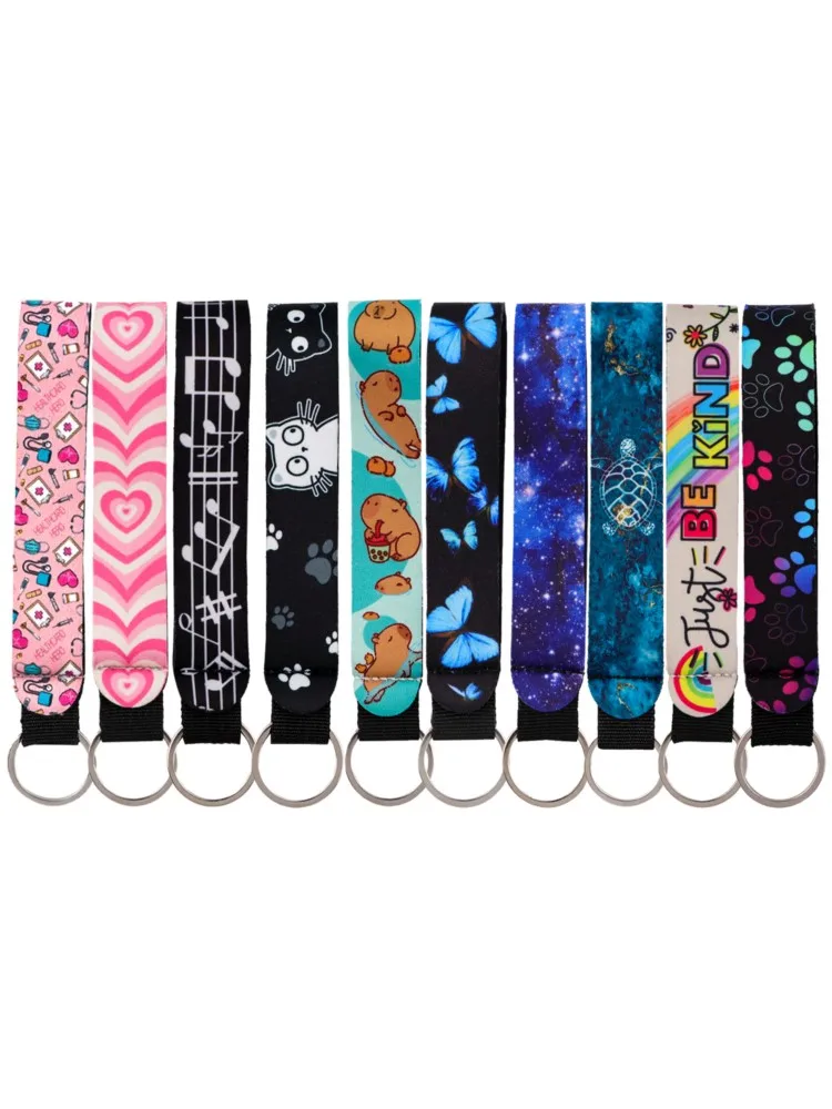 Porte-clés Capybara de dessin animé, imprimé patte, pour voiture, moto, dragonne, lanière Anti-perte, accessoires de mode, cadeaux pour amis