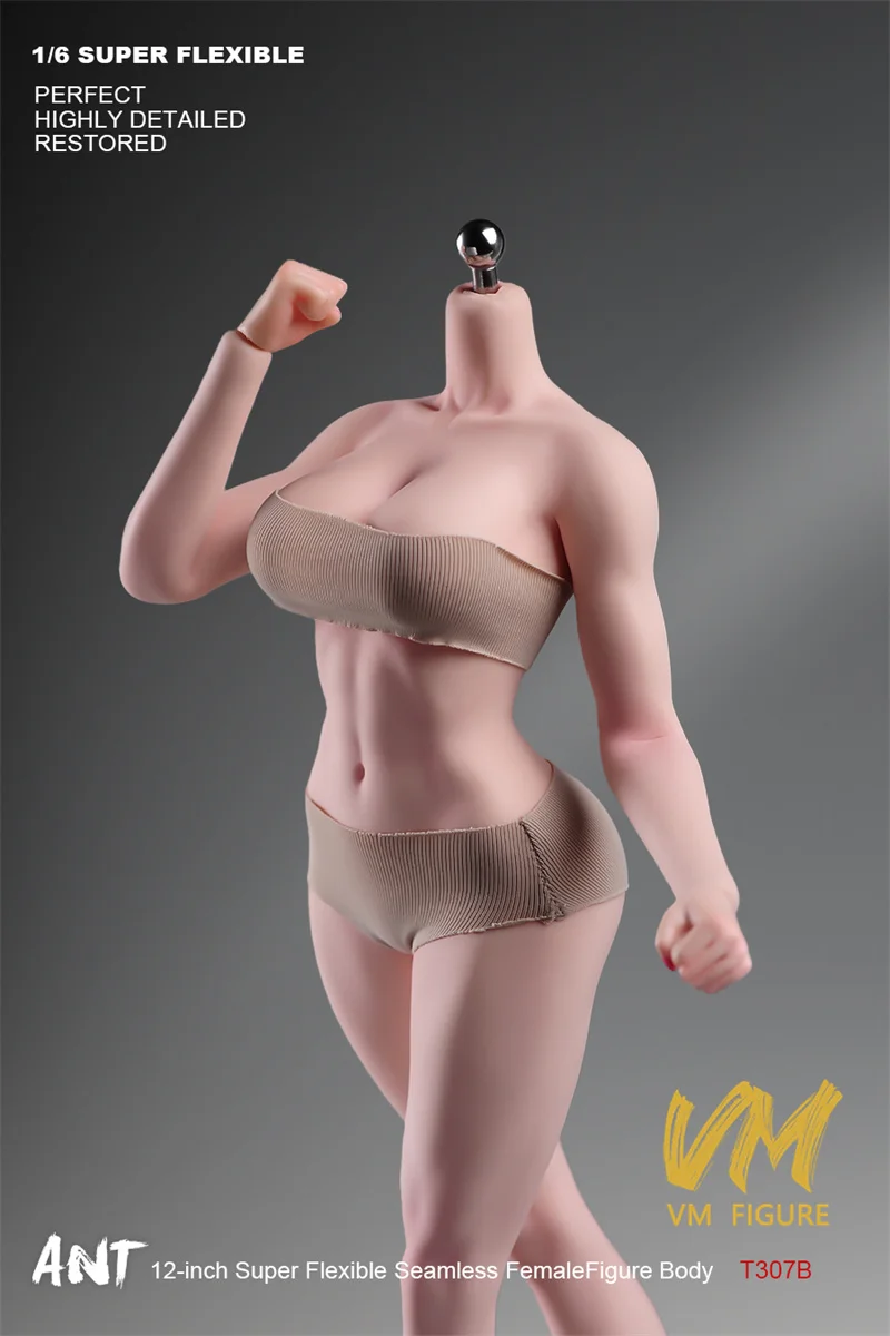 النمل T307 1/6 امرأة ماكياج سلس كبير الثدي اللياقة البدنية قوة العضلات سوبر مرنة الجسم 12 ''أنثى الجندي عمل الشكل دمية #6