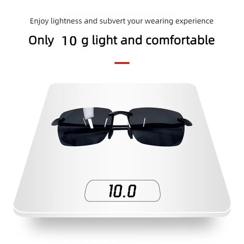 Ultralight TR90 Sunglasses Men Women Frameless Driver Driving Sun Glasses Fashion Outdoor Fishing Hiking Running Sports Shades
