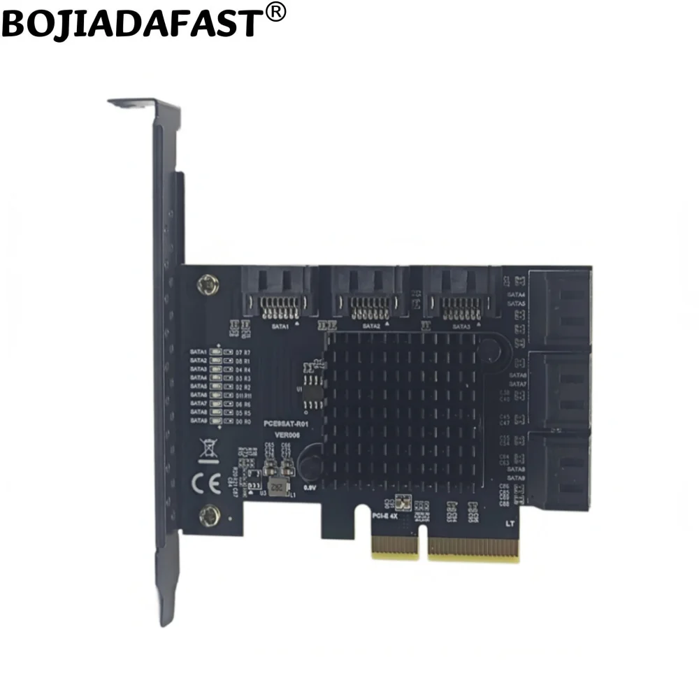 PCI Express PCIe X4 PCI-E 4X إلى 9 منافذ SATA 3.0 7Pin موصل محول بطاقة توسيع 6Gbps لمحرك الأقراص الصلبة