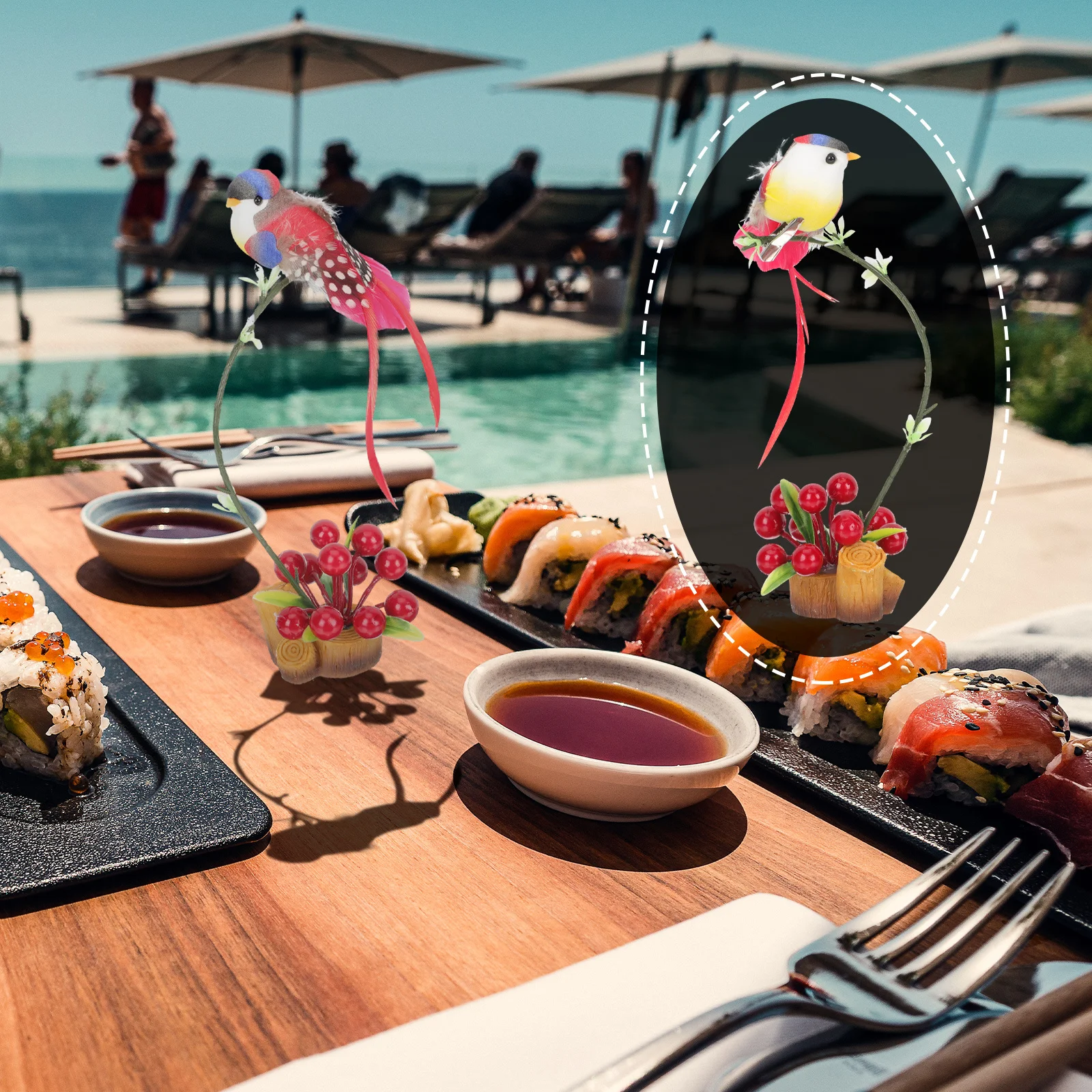 

Creative Plate Decor Sushi Plate Plant Artificial Berry Adornment High Quality Cold Dish Decoration for Hotel Restaurant