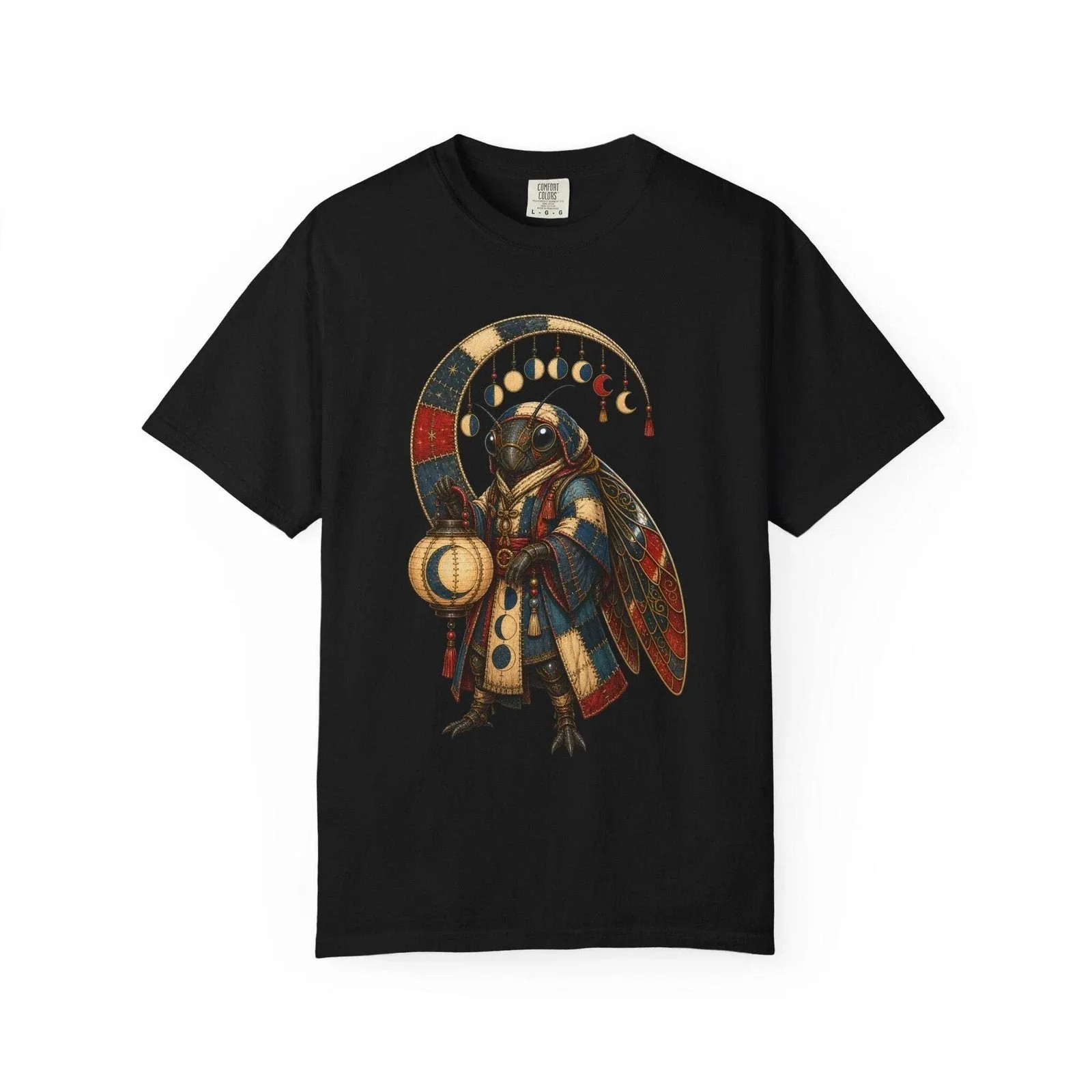 Patchwork Moon Cicada Lantern T-shirt Graphic Printed Graphic T Shirts Short Sleeve Ropa Hombre