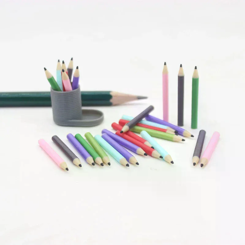 1:12 Dollhouse Miniature Decorative Stationery Set; Pretend Play Pen Holder & Colored Pencils Set Doll Home Toys