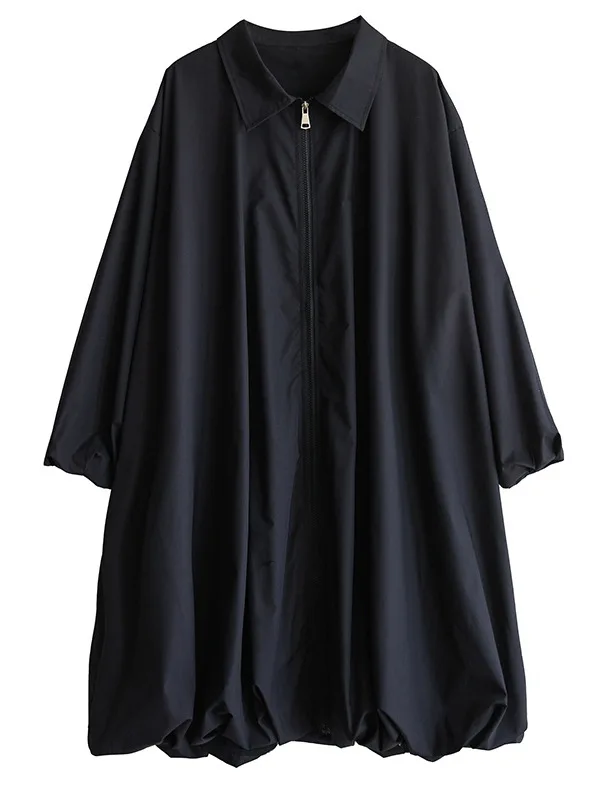 plus Size Women's Spring Summer New Pure Color Midi irt Dr Loose Versatile Long Sve Lantern Dr  Dr