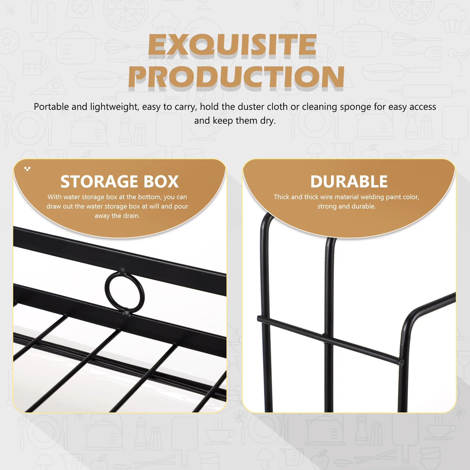 

Kitchen Utensil Holder Carbon Steel Sponge Dish Rack Multi-Functional Sink Storage Stand Duster Cloth Towel Organizer