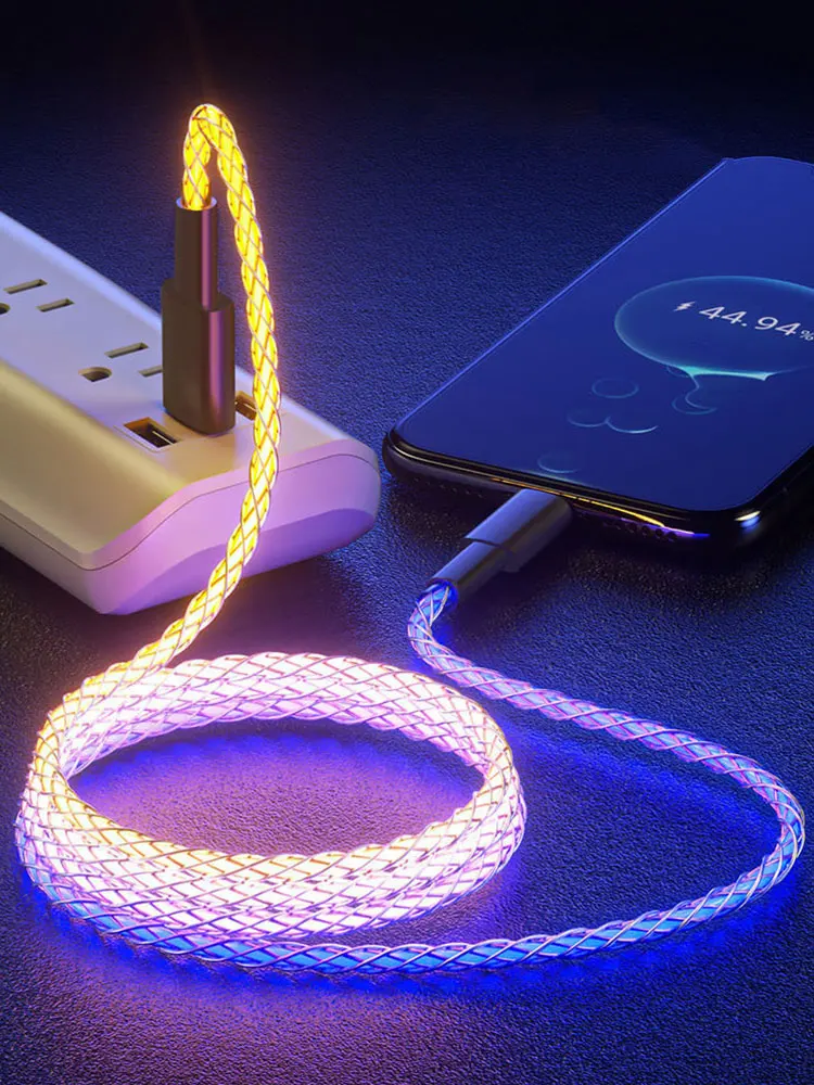 66W 고속 충전 케이블 데이터 케이블 RGB 눈부신 색상 충전 표시기 USB - Type-C 포트/Type-C - Type-C 포트