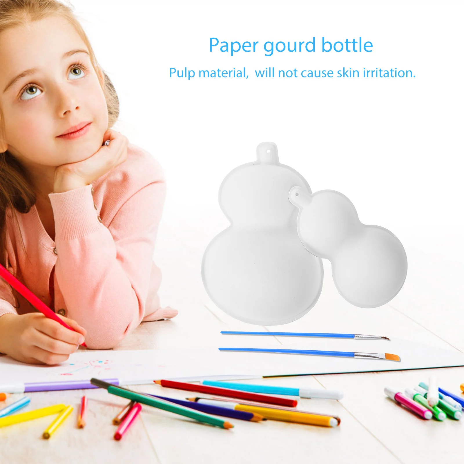 4Pcs DIY Paper Gourd Face Mask Painting Materials Hand-Painted Crafts Kids Drawing Supplies Party Decorations DIY Paper Gourd