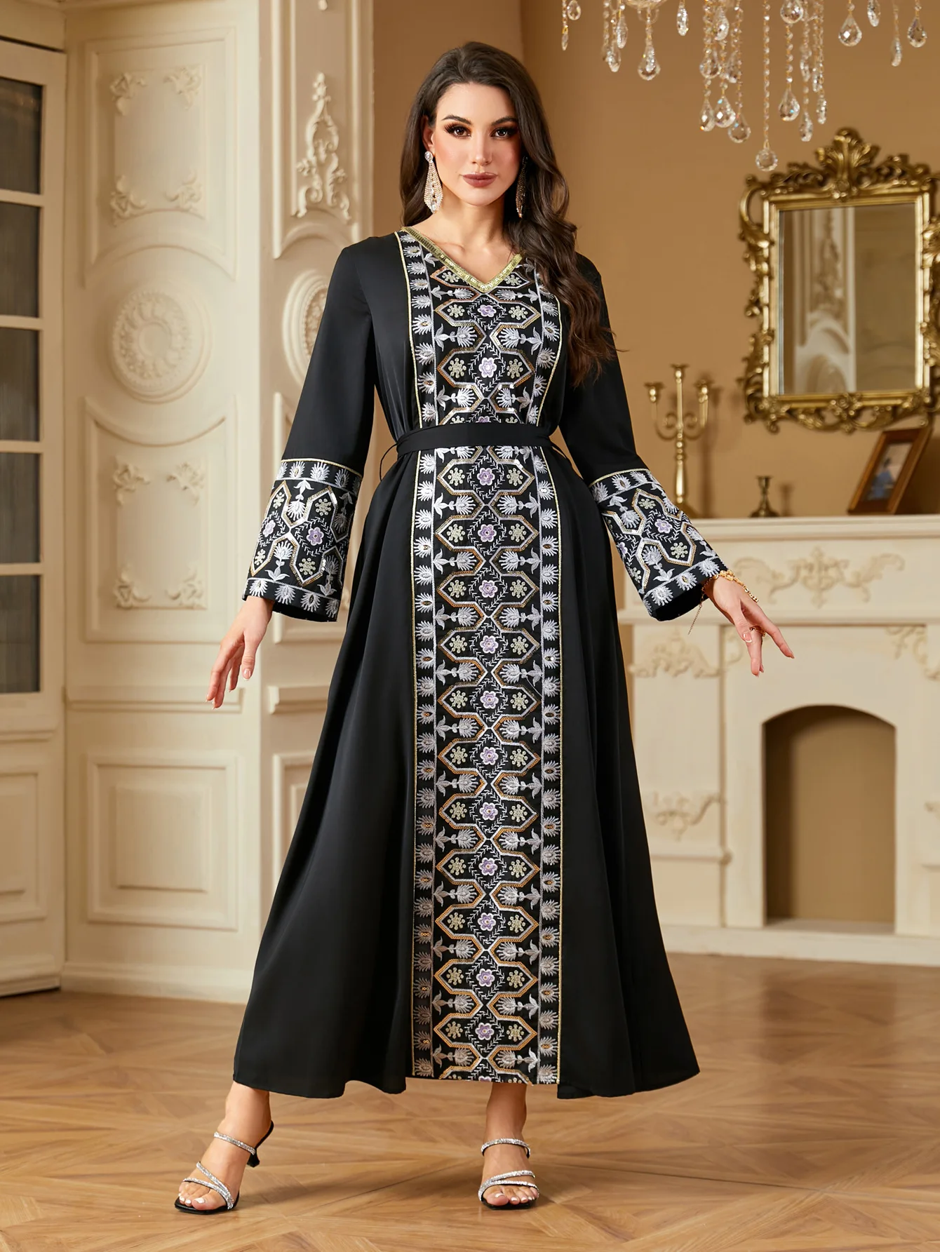 Morocco Embroidery Muslim Modest Dress for Women Eid Saudi Arabia Dubai Abaya Luxury Islam Turkey Holiday Party Jalabiya Robe