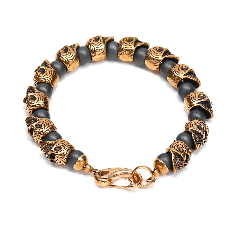 

Punk Gothic Titanium Steel Skulls Link Chain Bracelets Bangle for Men Retro Jewelry Gold Silver Color Drop Shipping