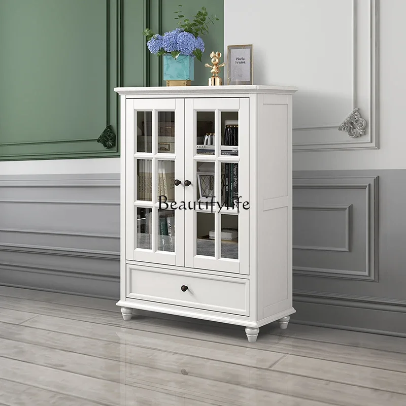 

FG10*American rural all solid wood two foyer side cabinets double door decorative lockers