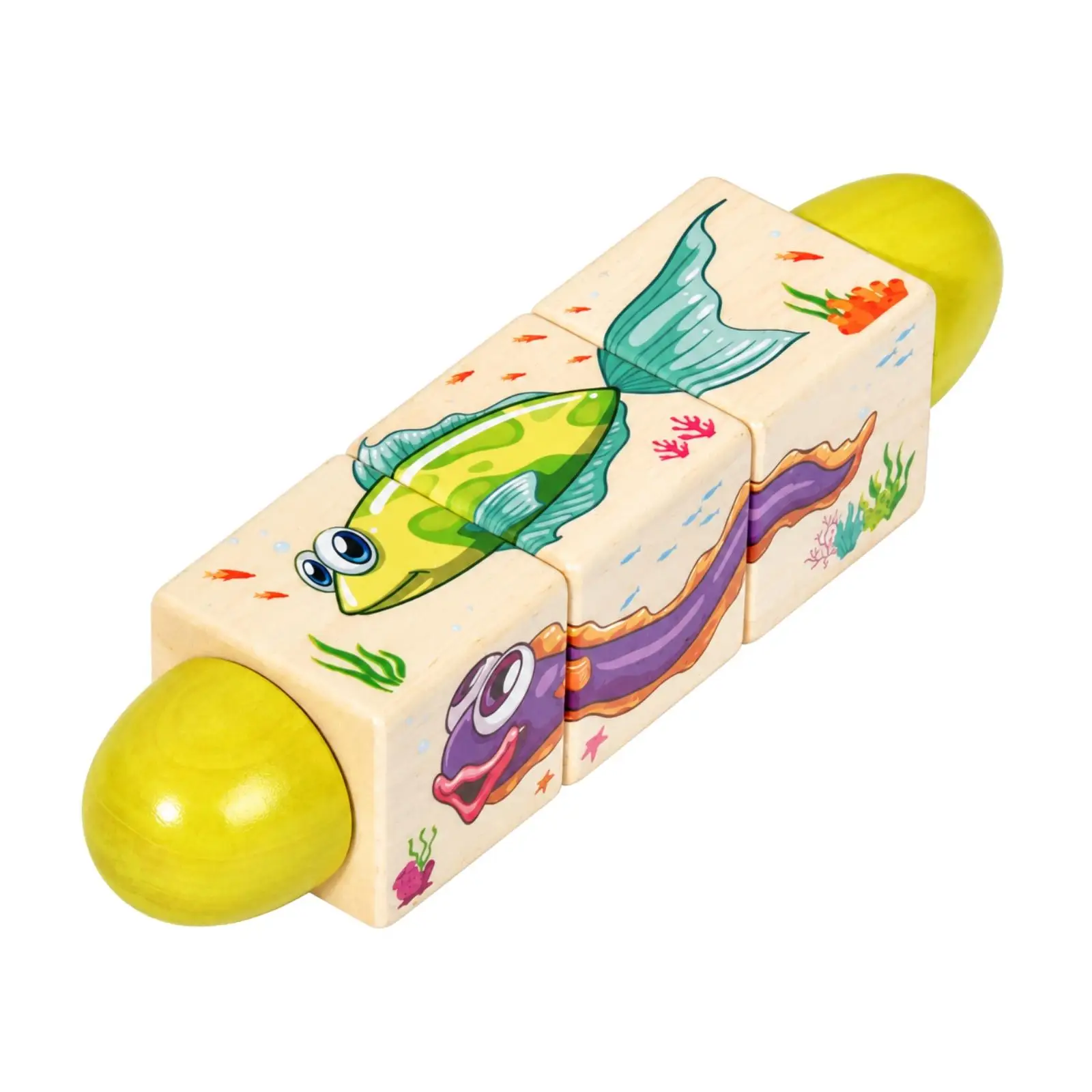 Wooden Rotating Puzzle Toy Cognitive Rotating Puzzle Toy with Rounded End Pieces Educational for Young Children, Quiet Play at
