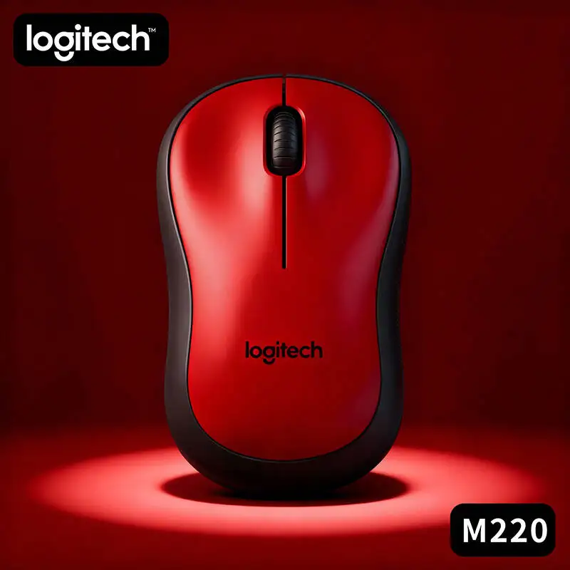 

Logitech M220 Silent Wireless Optical Mouse, 2.4GHz high-frequency transmission, ergonomic design, compatible with all versions