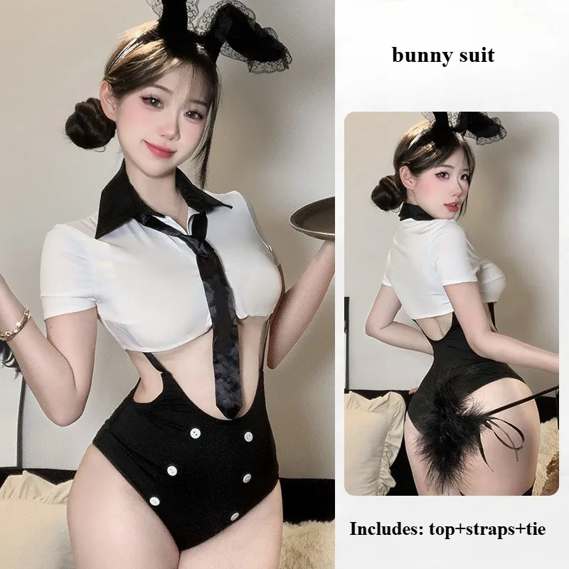 بدلة نسائية مثيرة ومغرية من قطعة واحدة ملابس داخلية مثيرة رغبة نقية لتعرض الأرداف مجموعة فتاة أرنب مغرية