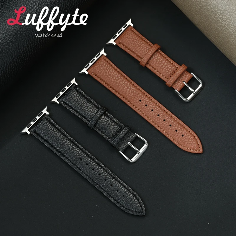

White Green Pink Brown PU Leather Wristwatch Bracelet for Apple Watch Band 38/40/41/42/44/45/46/49mm 1-10 SE Ultra 2 Watchband