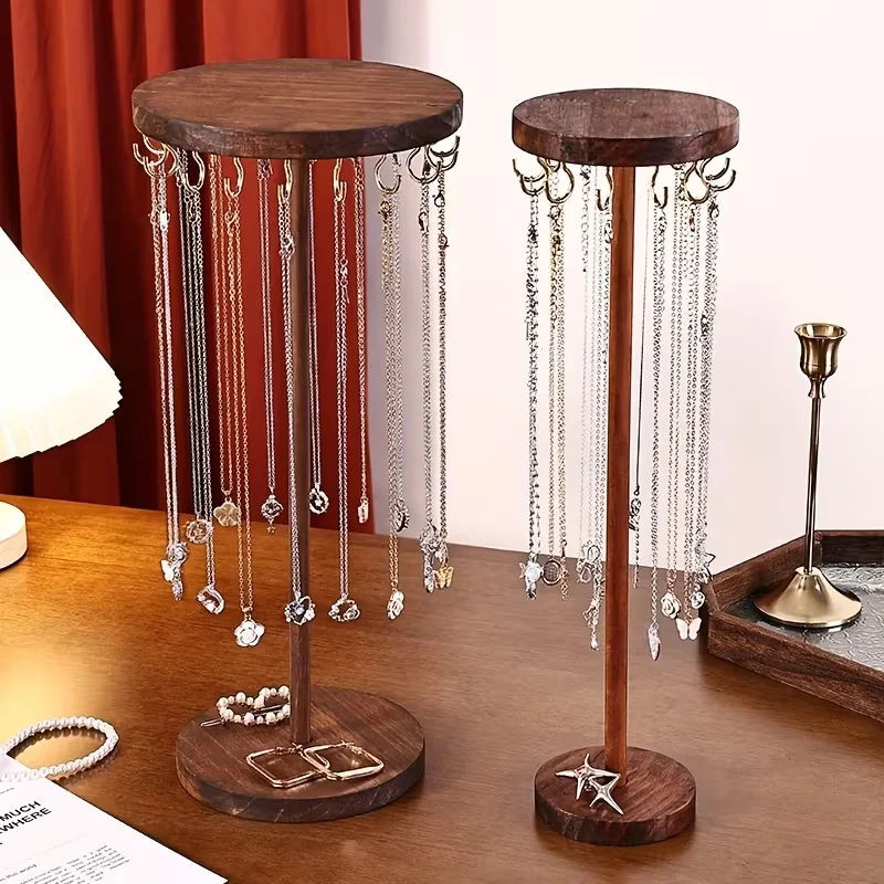 Necklace holder wooden jewelry display rack Necklace storage rackHooks are used to store and hang bracelets and key chains