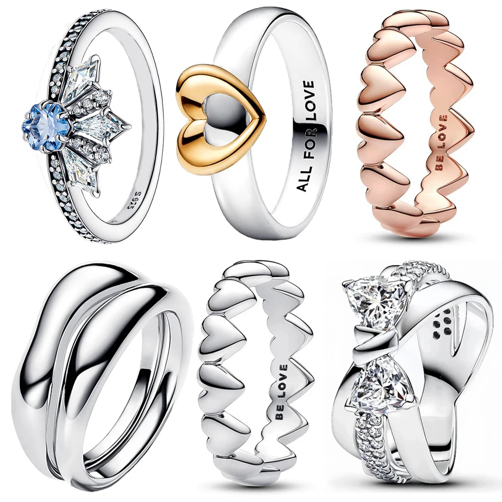 Лидер-продаж-кольцо-из-стерлингового-серебра-925-пробы-с-раздвижным-сердцем-двухслойное-органическое-кольцо-с-сердцем-и-бантом