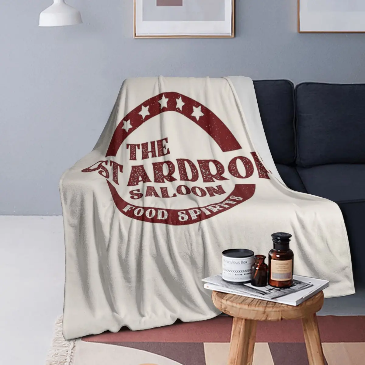 

The Stardrop Saloon Pub Logo Stardew Valley Burgundy Logo Blankets Soft Flannel Throw Blanket Cover for Bed Living room Picnic