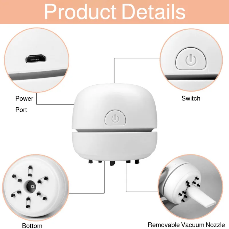 Desktop Cleaning Vacuum Cleaner Home Mini Portable Keyboard Silent Cleaner for Office Sofa Floor Study Desk Pencil Shavings