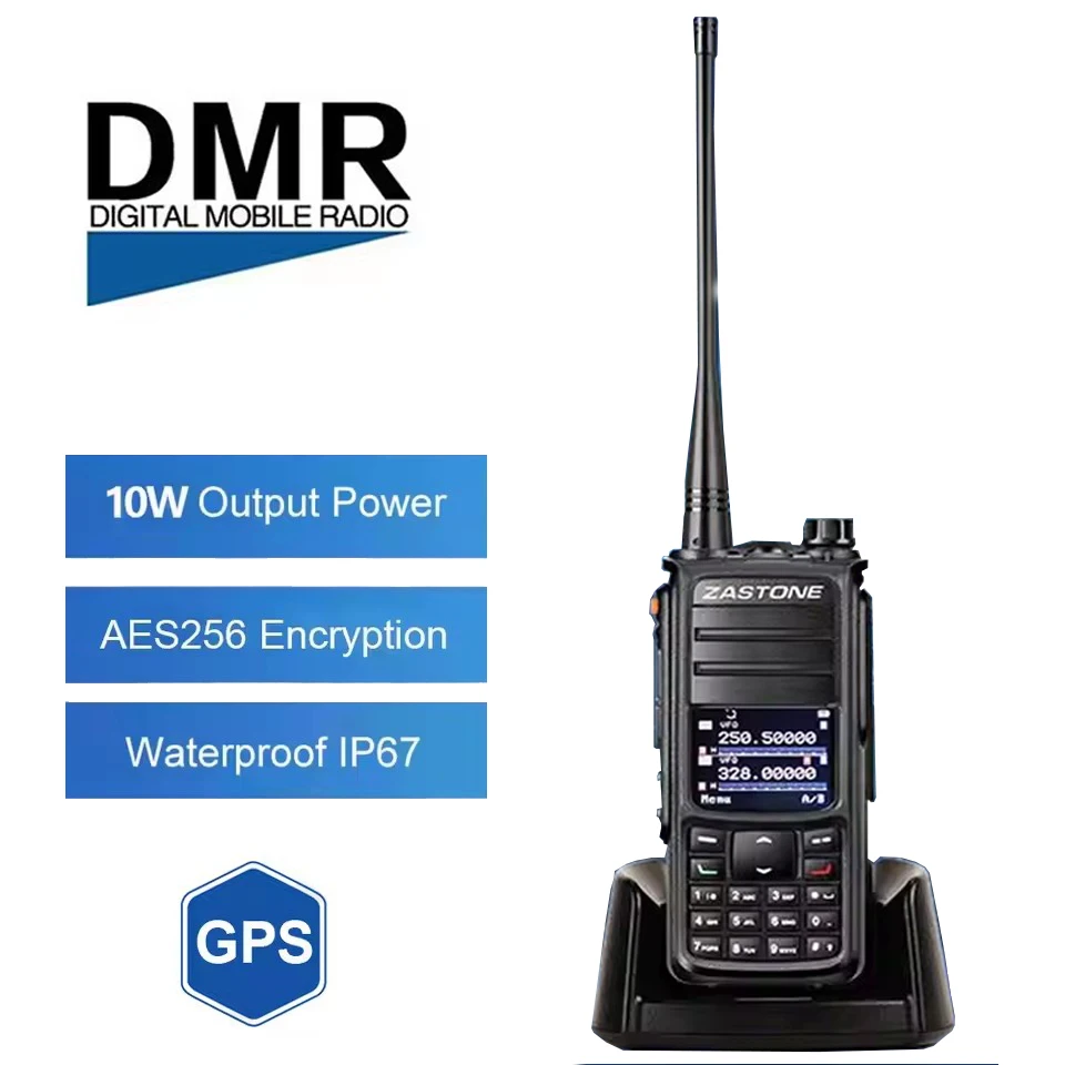 ZASTONE UV008 DMR Digital Radio With AES256 Encryption IP67 Waterproof Function VHF UHF 10W GPS Walkie Talkie Long Range