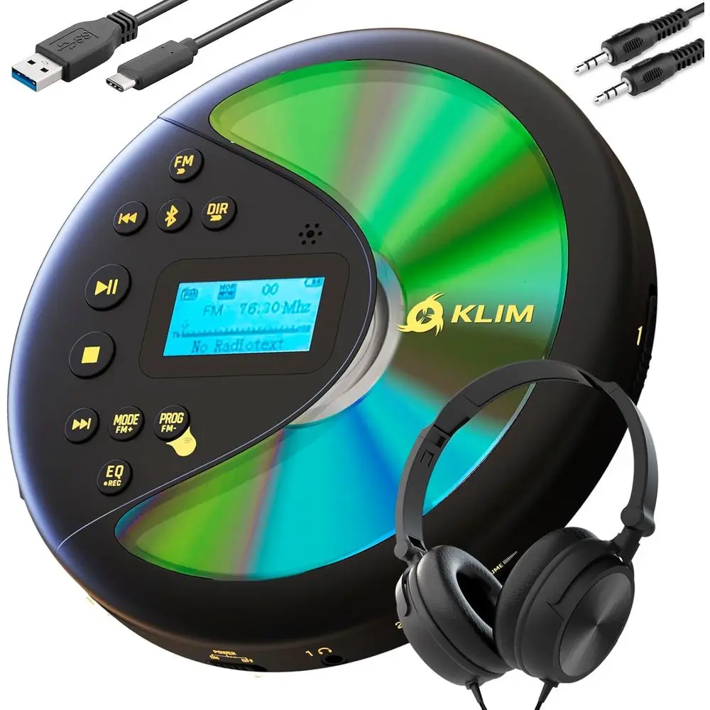 

Портативный CD-плеер с длительным временем работы от батареи - Radio M - совместимость с MP3/CD - поддержка SD-карт и Bluetooth - идеально подходит для автомобилей - черный/золотой