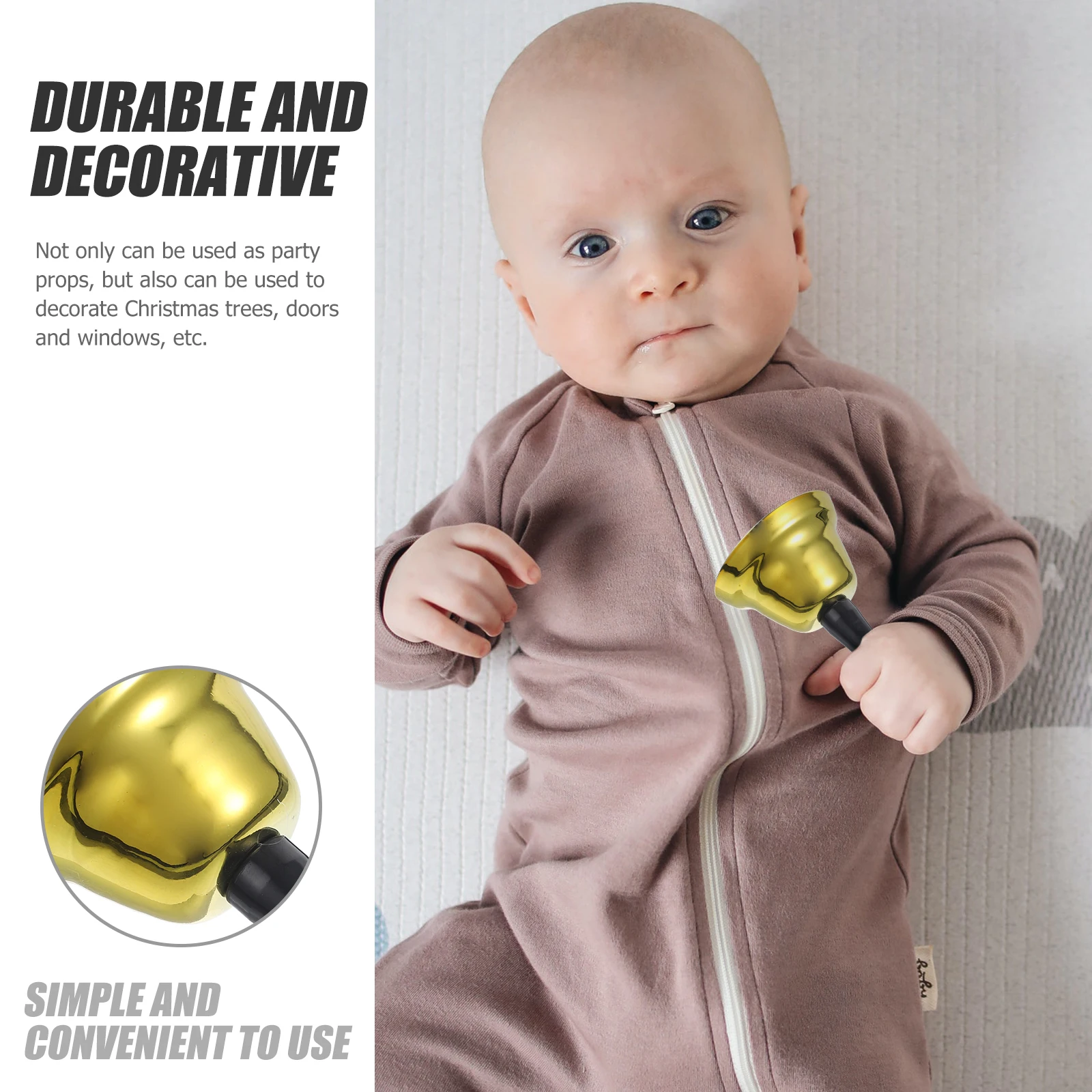

6Pcs Christmas Hand Bell Metal Decorative Bells for Bar Restaurant Call Bell Party Decoration Festive Use Handheld Bells