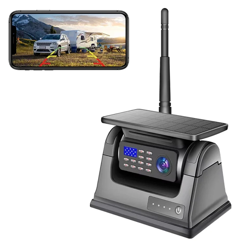 GreenYi Солнечная энергия 5G Wi-Fi Магнитная беспроводная резервная камера грузовика с прицепом для автофургонов Камера заднего вида 1080 ИК ночного видения для IPhone Android