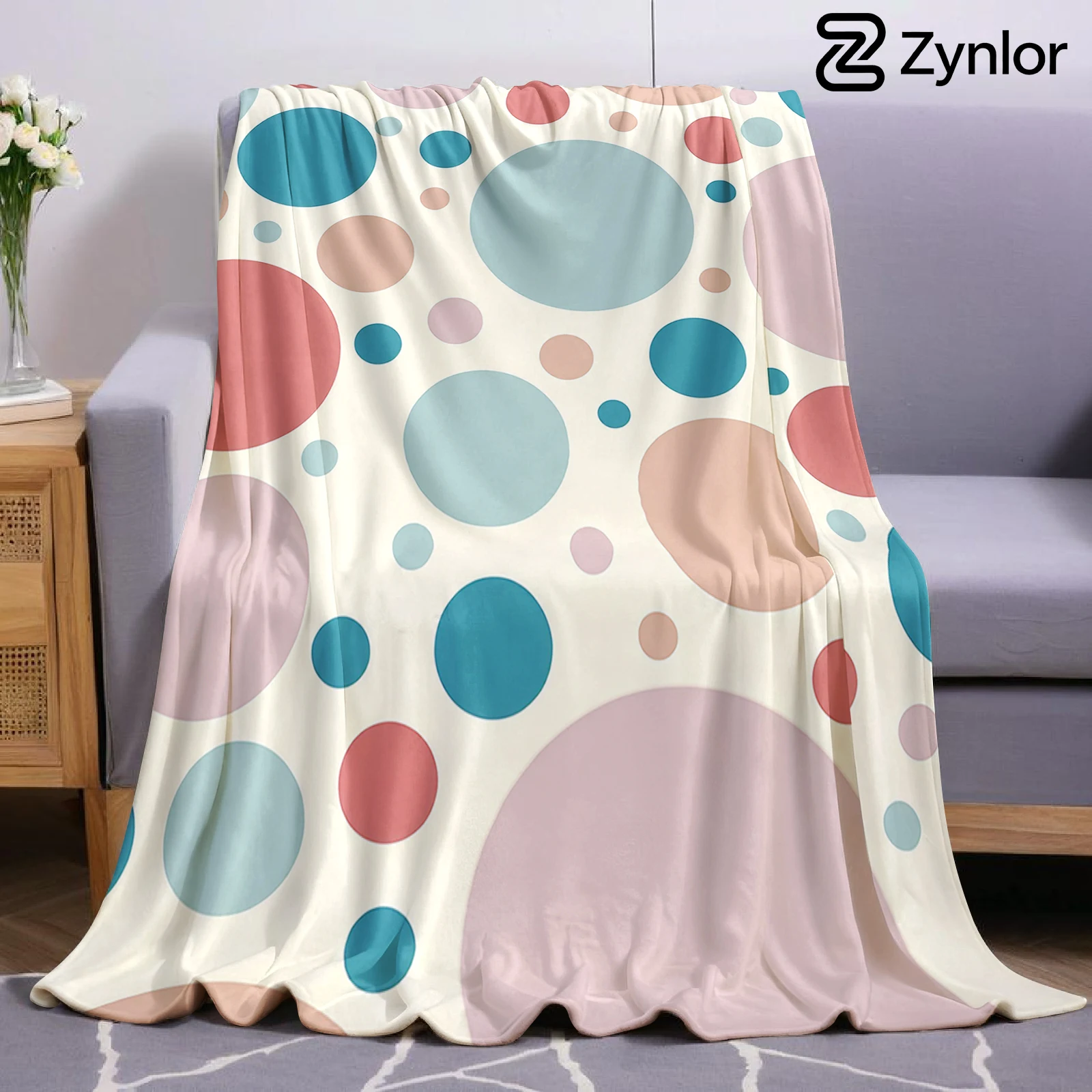 astel Polka Dot Lightweight Microfiber Soft Christmas Fleece Blanket Warm Cozy Throw for Bed Sofa Office Travel All Season