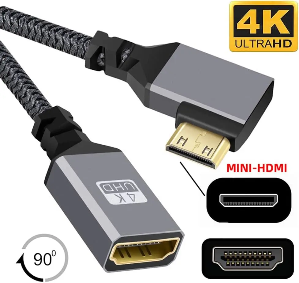 4K Type-C ミニ HDMI 1.4 オス - HDMI メス延長ケーブル DV MP4 カメラ DC ラップトップ用