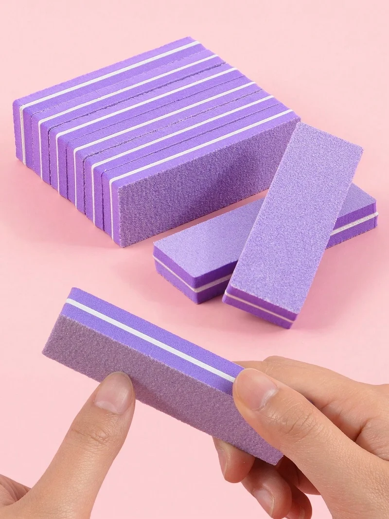

2/10/50/100 шт. Фиолетовые губчатые блоки-пилки для ногтей, полировочные полоски для шлифовки лака, инструменты для маникюра