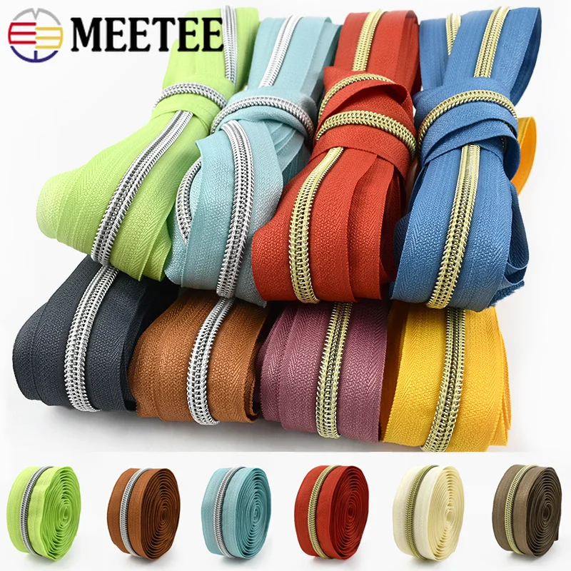 2-20M Nylon Coil Zipper Sewing Closure Zippers for Bags 5# Continuous Zips Tape By Meters Clothes Decorative Zip Repair Kit