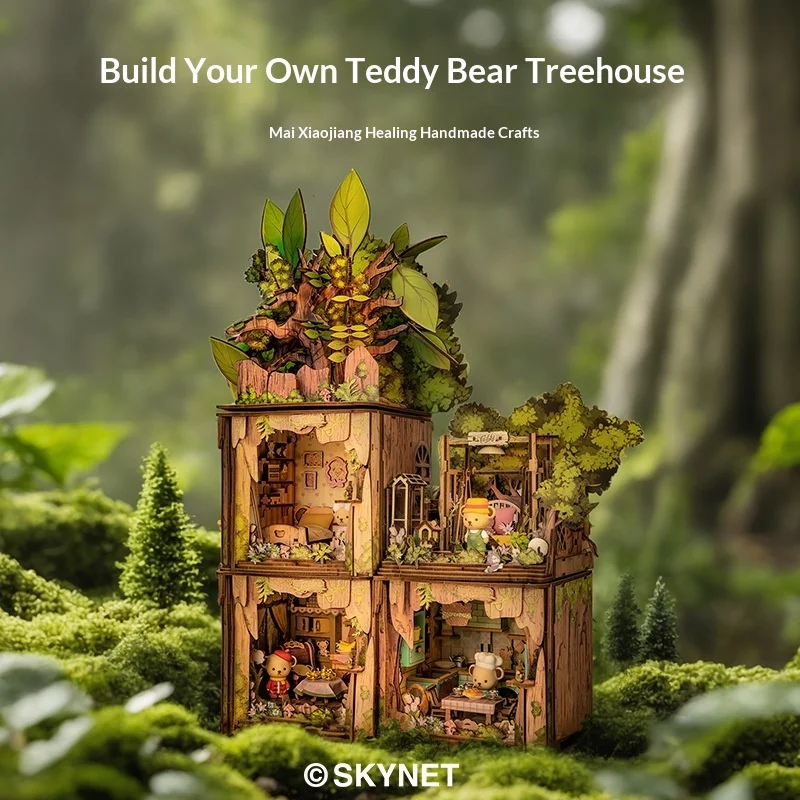 teddy-bear-tree-house-3d-stereoscopic-assembly-handmade-diy-small-house-miniature-model-building-block-house-girl-gift