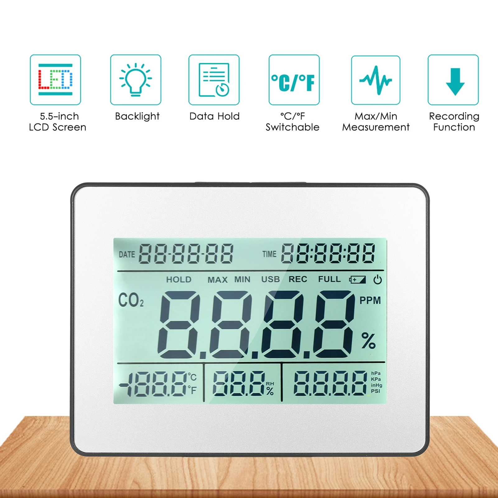 detecteur-de-dioxyde-de-carbone-co2-temperature-humidite-pression-atmospherique-stockage-des-donnees-affichage-lcd-retroeclaire-de-55-pouces-compteur-de-co2