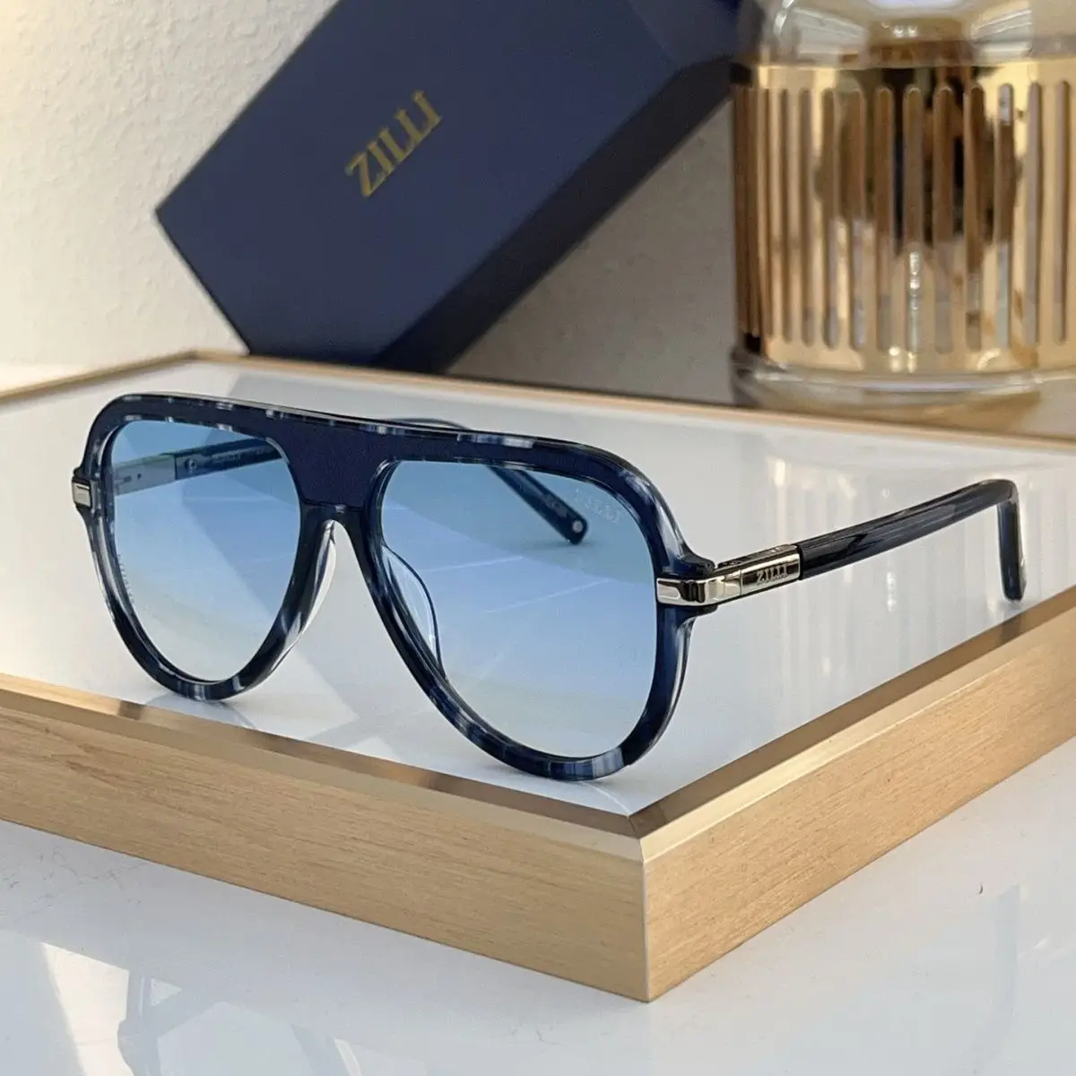 New Vintage ZILLI Sunglasses ZI65066 Metal Large Frame Outdoor Sun Shades