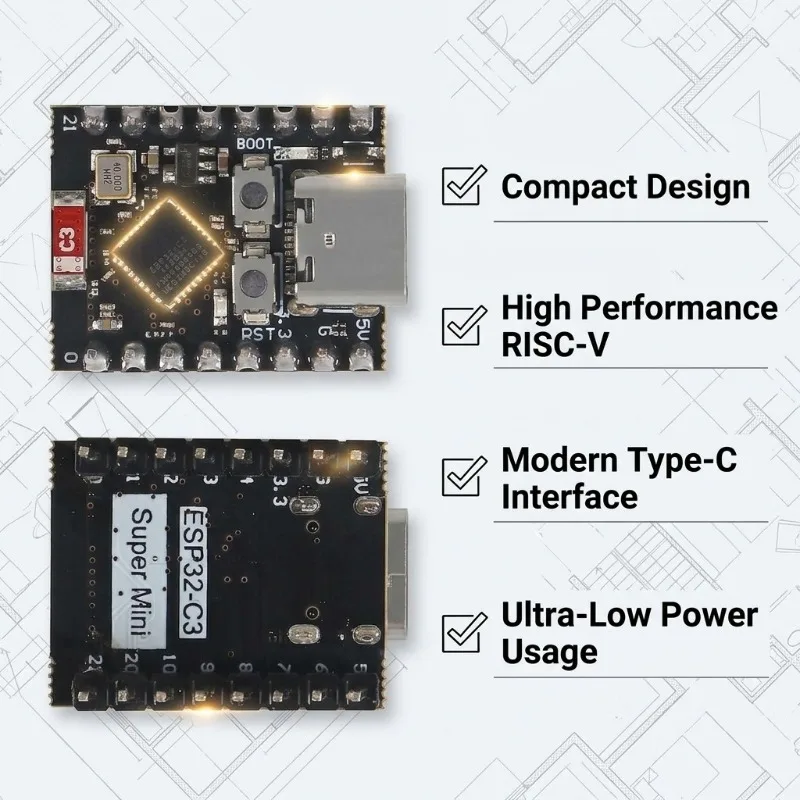 ESP32-C3 Supermini Development Board 4MB Flash Core Board Type-C Interface IoT Wireless MCU Module for Arduino Programming