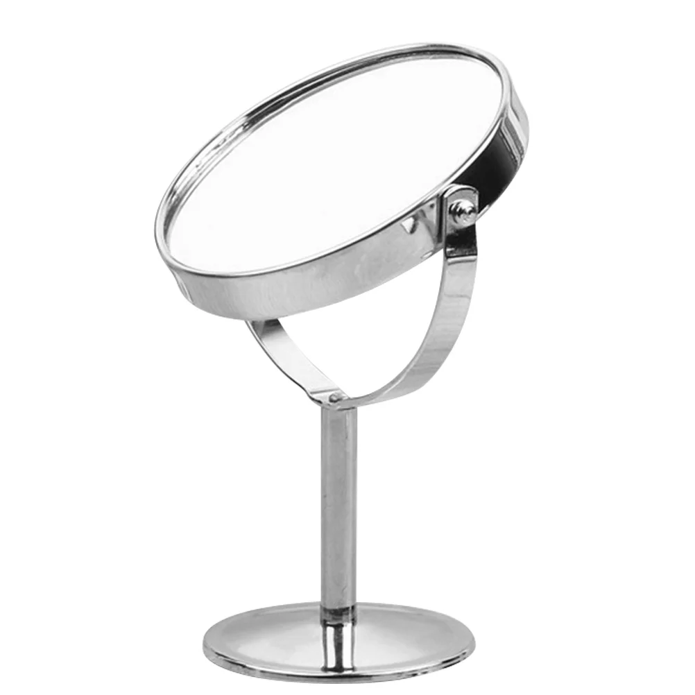 กระจกแต่งหน้า 1 ชิ้น ขนาด 4 นิ้ว ทรงกลม กระจกสองด้าน สำหรับวางบนโต๊ะ ใช้ในห้องนอน ห้องน้ำ สำหรับผู้หญิง ใช้ในชีวิตประจำวัน สีเงิน